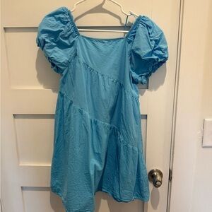 Zara Sky Blue Puff Sleeve Dress